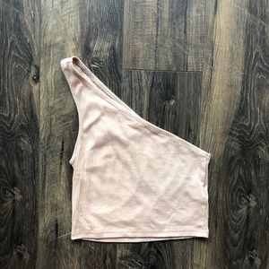 Ribbed topshop one shoulder crop top